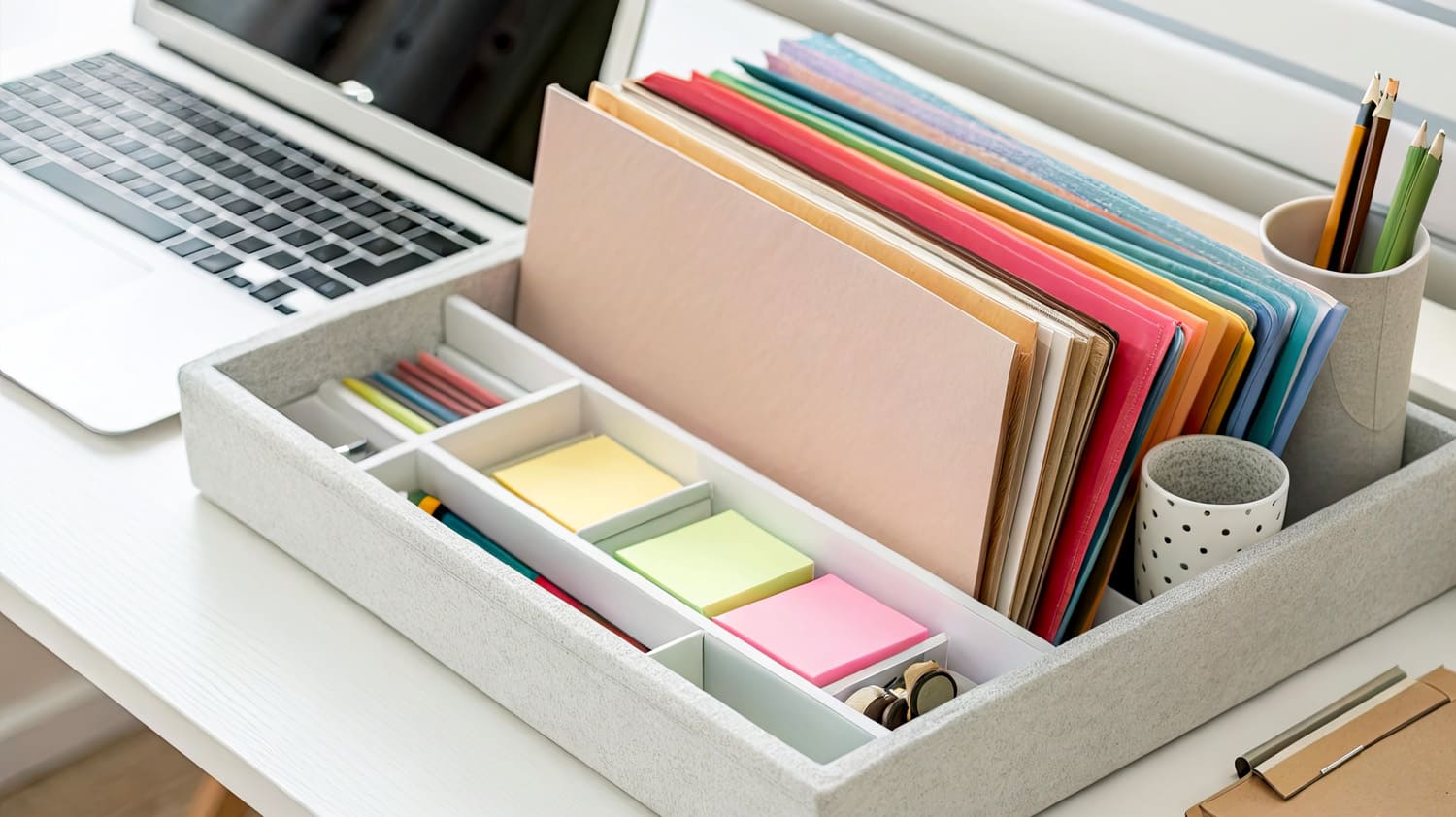 デスク上の付箋・ファイル等の文具